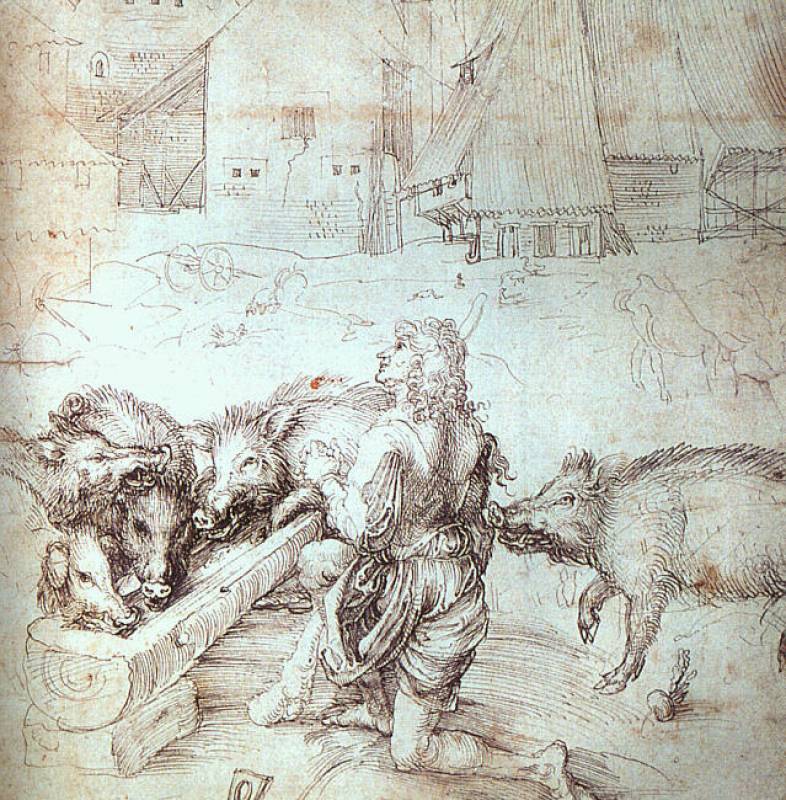 Albrecht Durer (1471-1528). Syn marnotrawny wśród świń, 1520 Albrecht Durer (1471-1528). Syn marnotrawny wśród świń, 1520